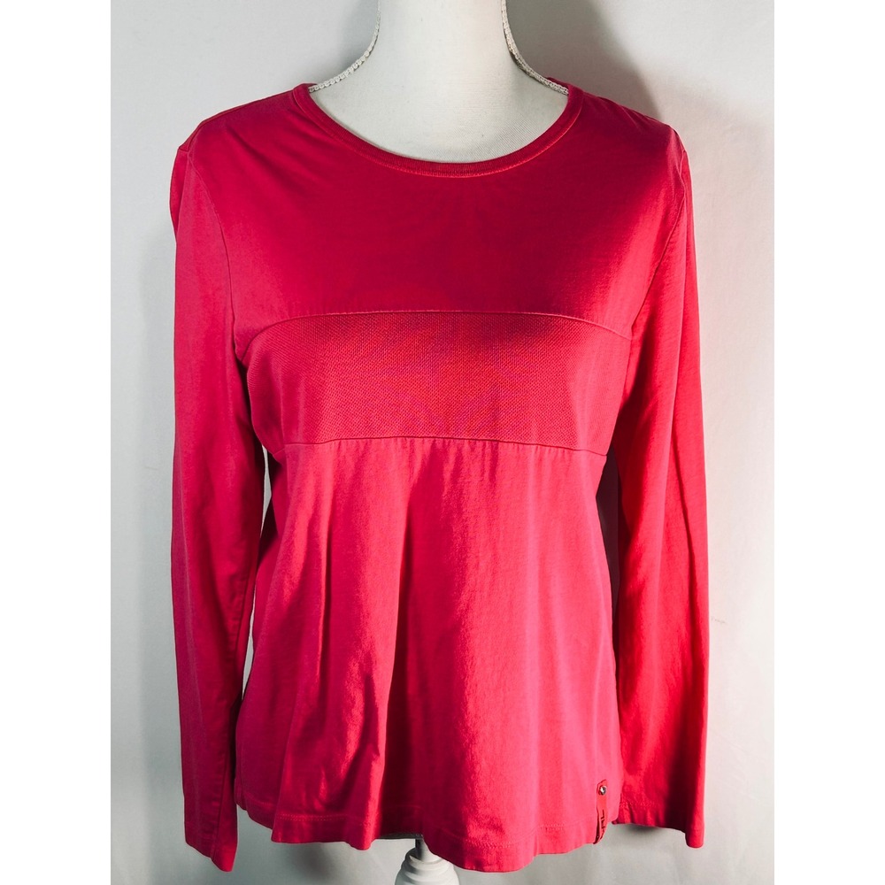 Lauren Active‎ Ralph Lauren Pink Long Sleeve Textured Panel Top Womens L-RL L